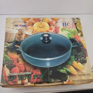 Neware Professional Quality Aluminum Non-Stick 16 Inch Low Pot K4006-40 Blue